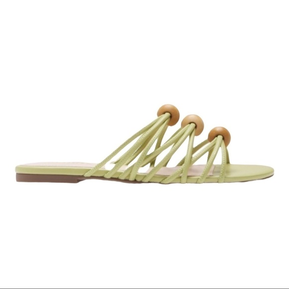 NEW SCHUTZ Pistachio Green Aster Slide Sandal Wood Beads Size 7B - Picture 2 of 4
